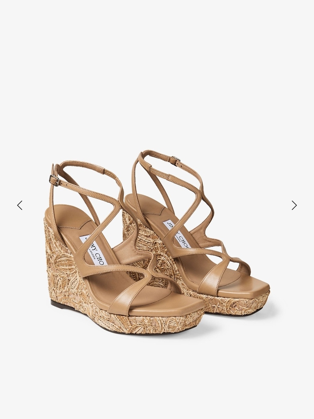 Jimmy Choo Beige Strappy Wedge Sandals